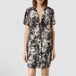 All Saints 100% Silk Calla Shade Shirt Dress size 2